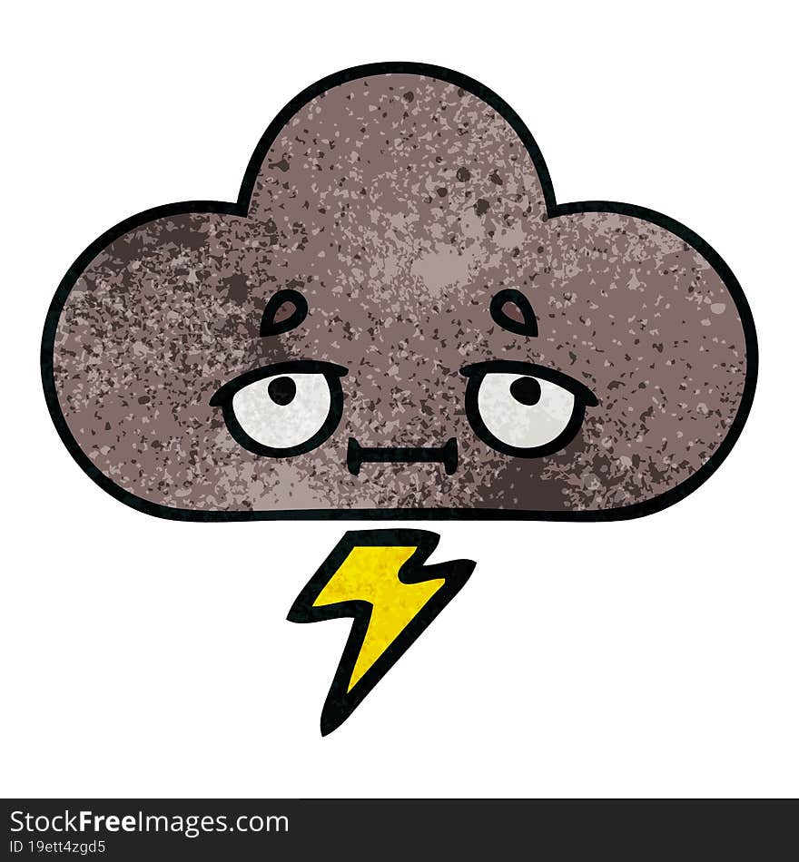 retro grunge texture cartoon of a storm cloud