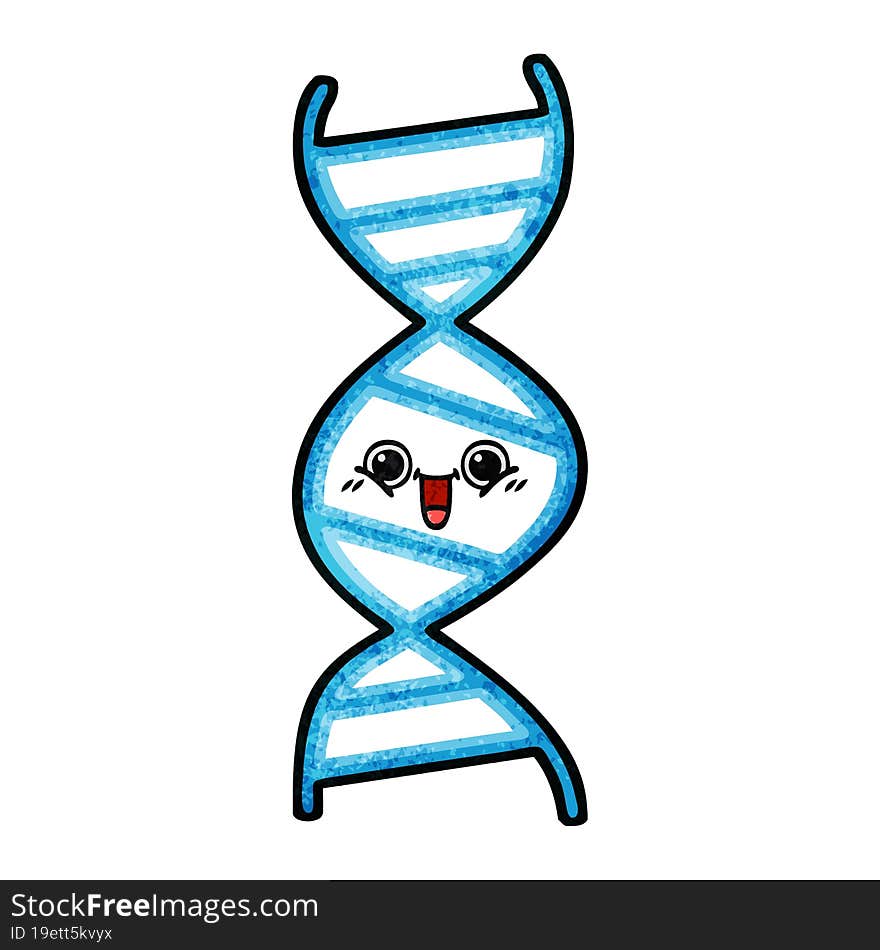 Retro Grunge Texture Cartoon DNA Strand