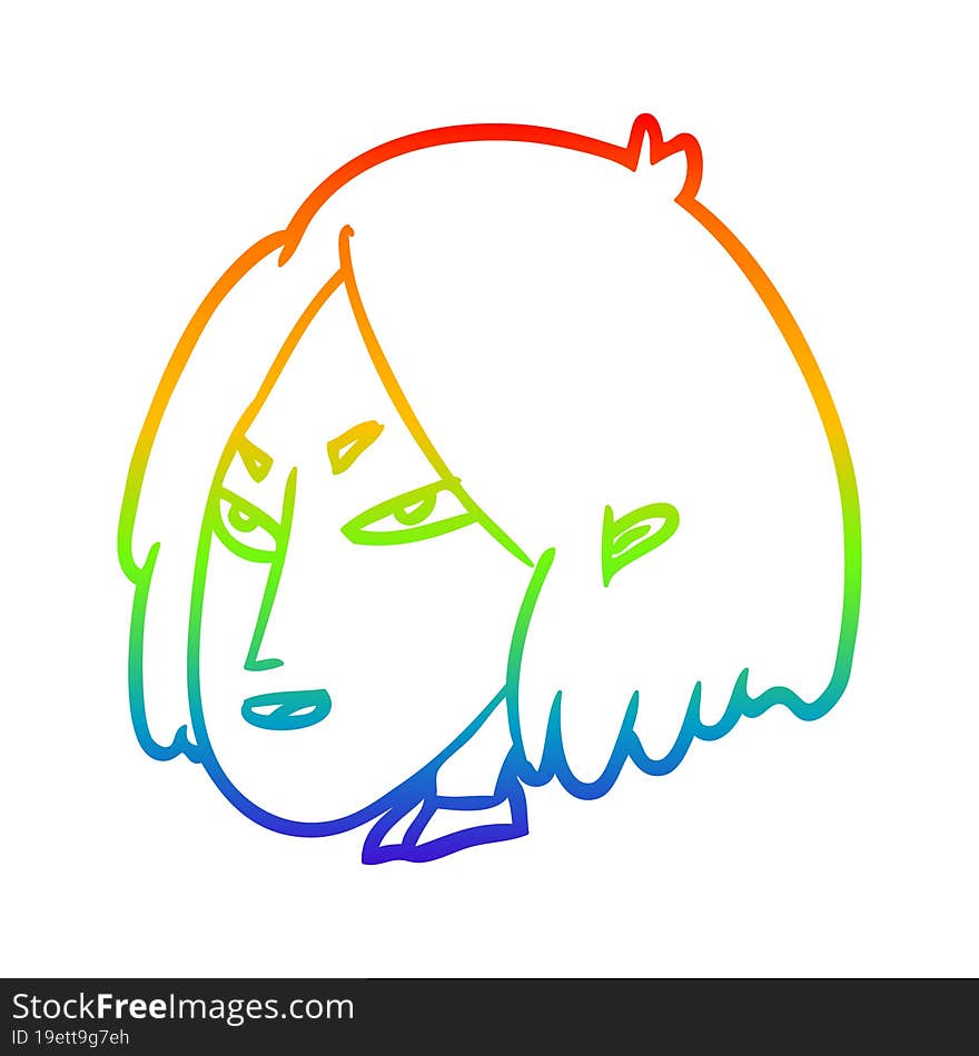 rainbow gradient line drawing of a woman