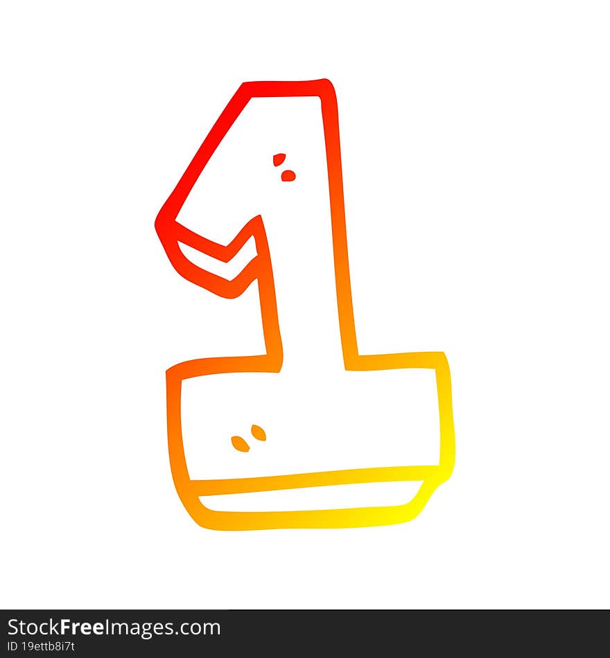 warm gradient line drawing of a cartoon number one