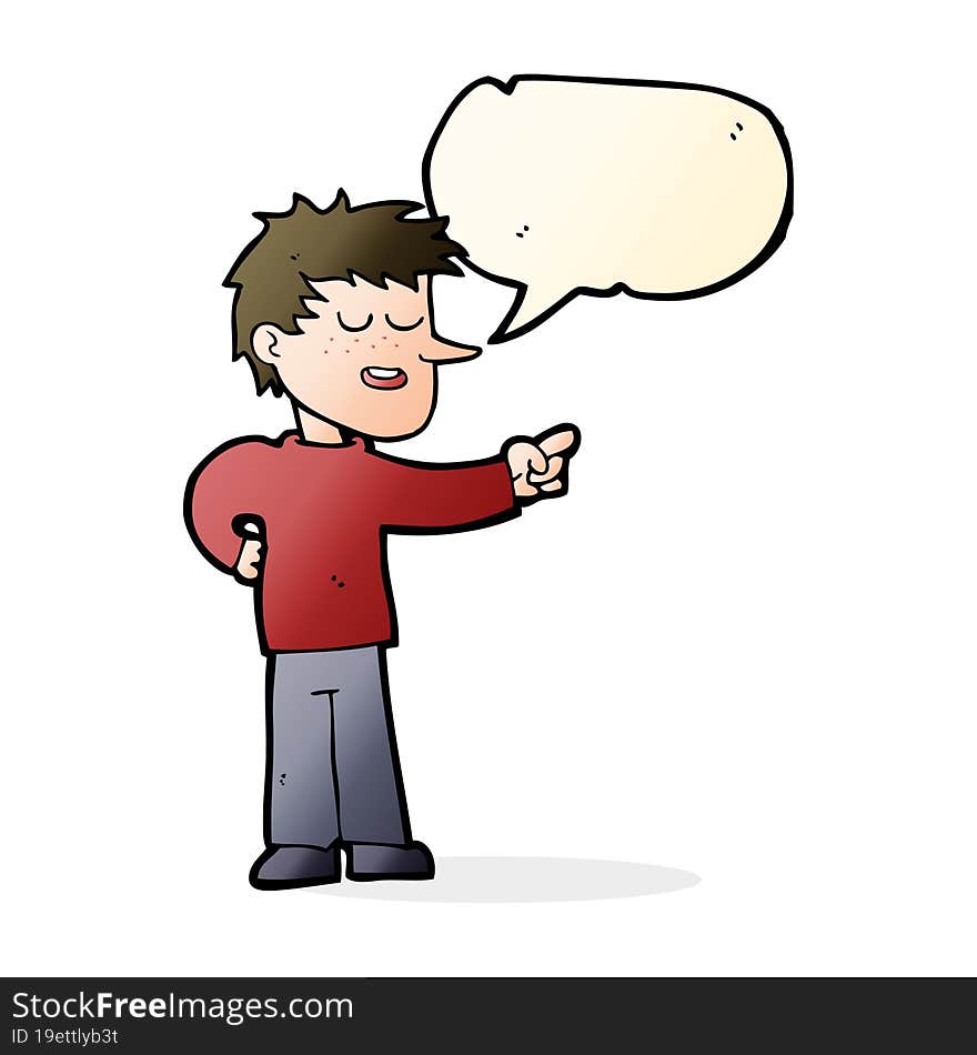 cartoon man pointing with speech bubble