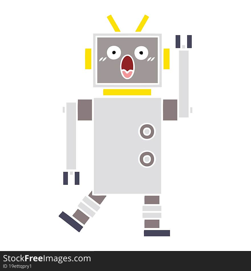 flat color retro cartoon of a robot