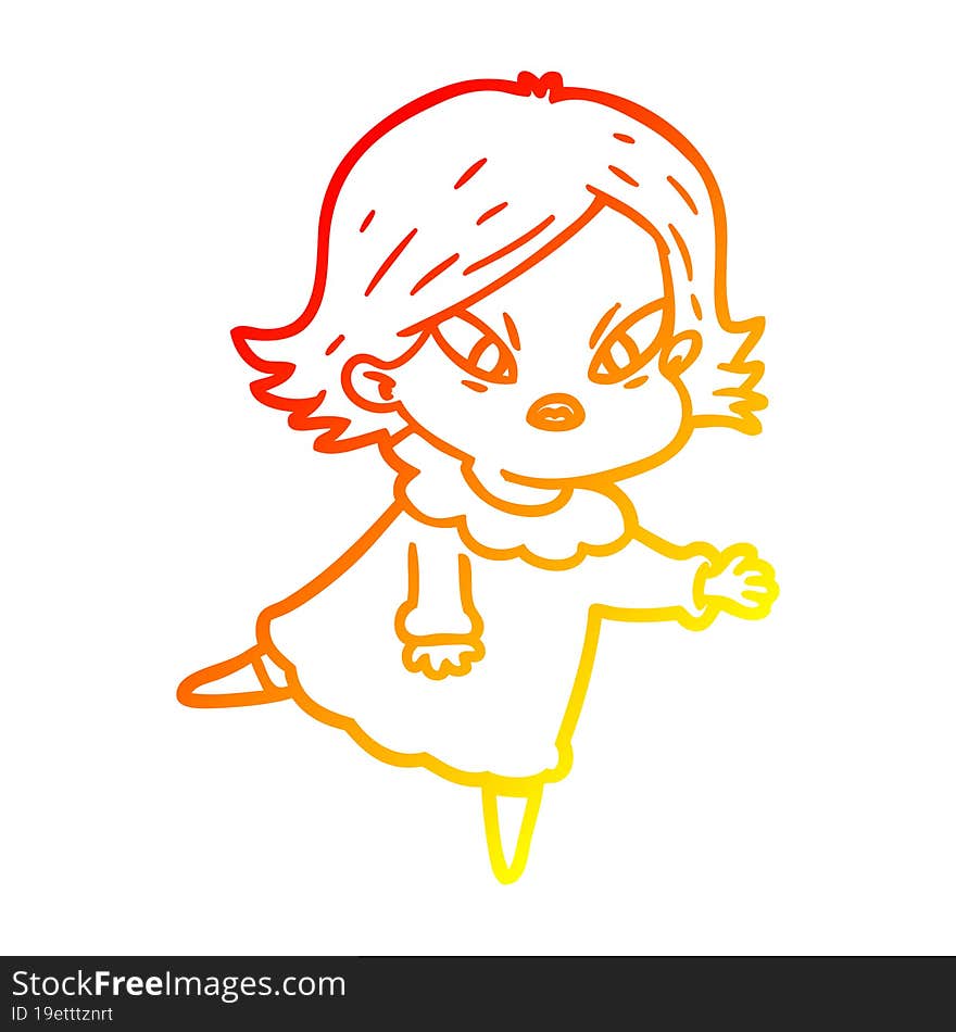 warm gradient line drawing cartoon stressed woman