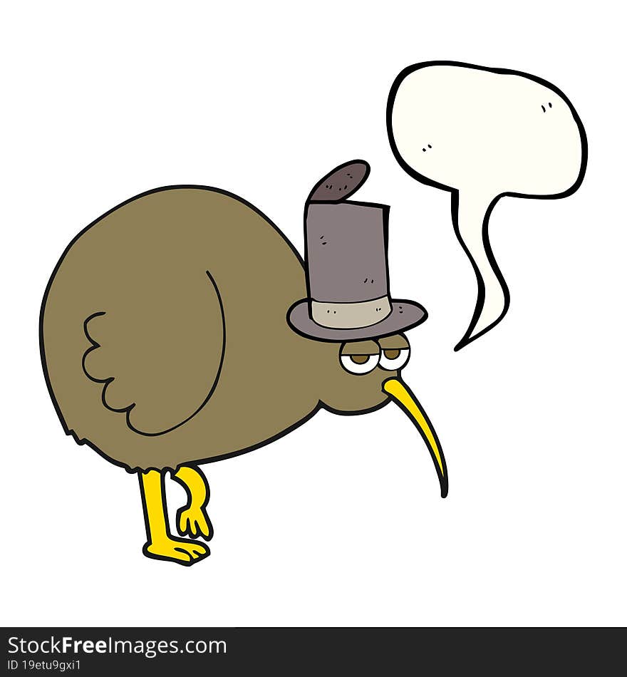 freehand drawn speech bubble cartoon kiwi bird