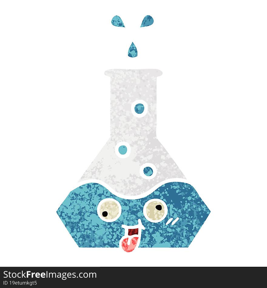 Retro Illustration Style Cartoon Science Beaker