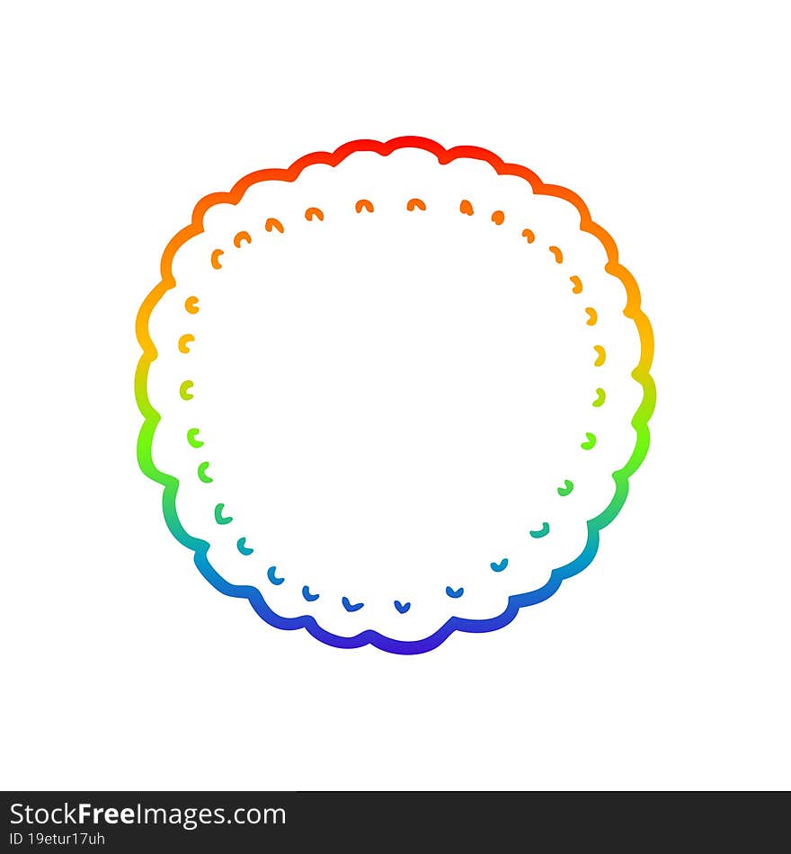 Rainbow Gradient Line Drawing Cartoon Biscuit