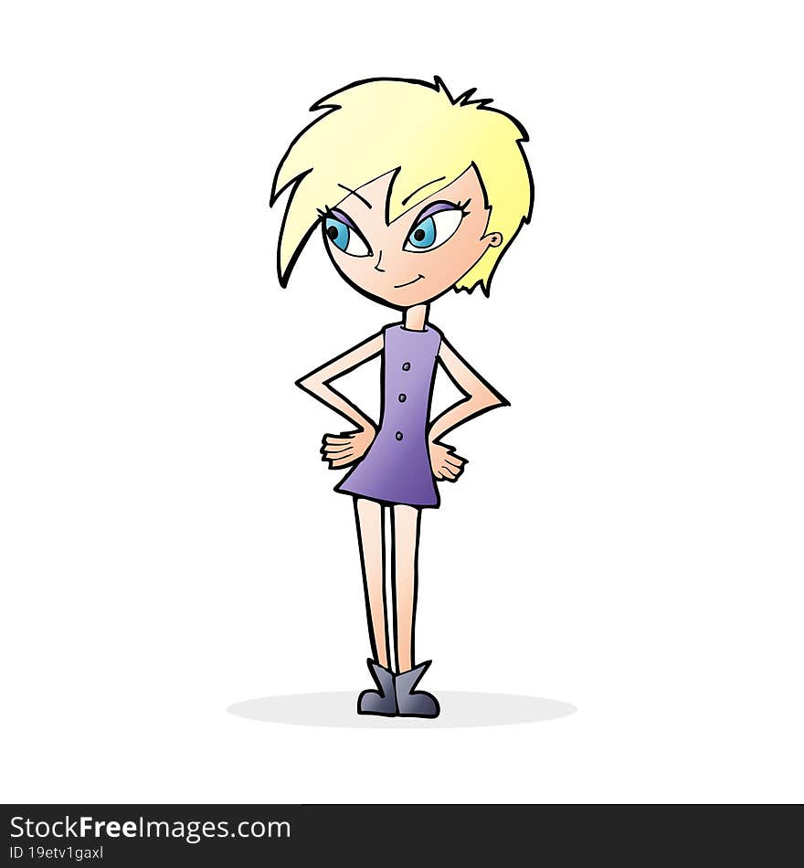 cartoon girl with hands on hips