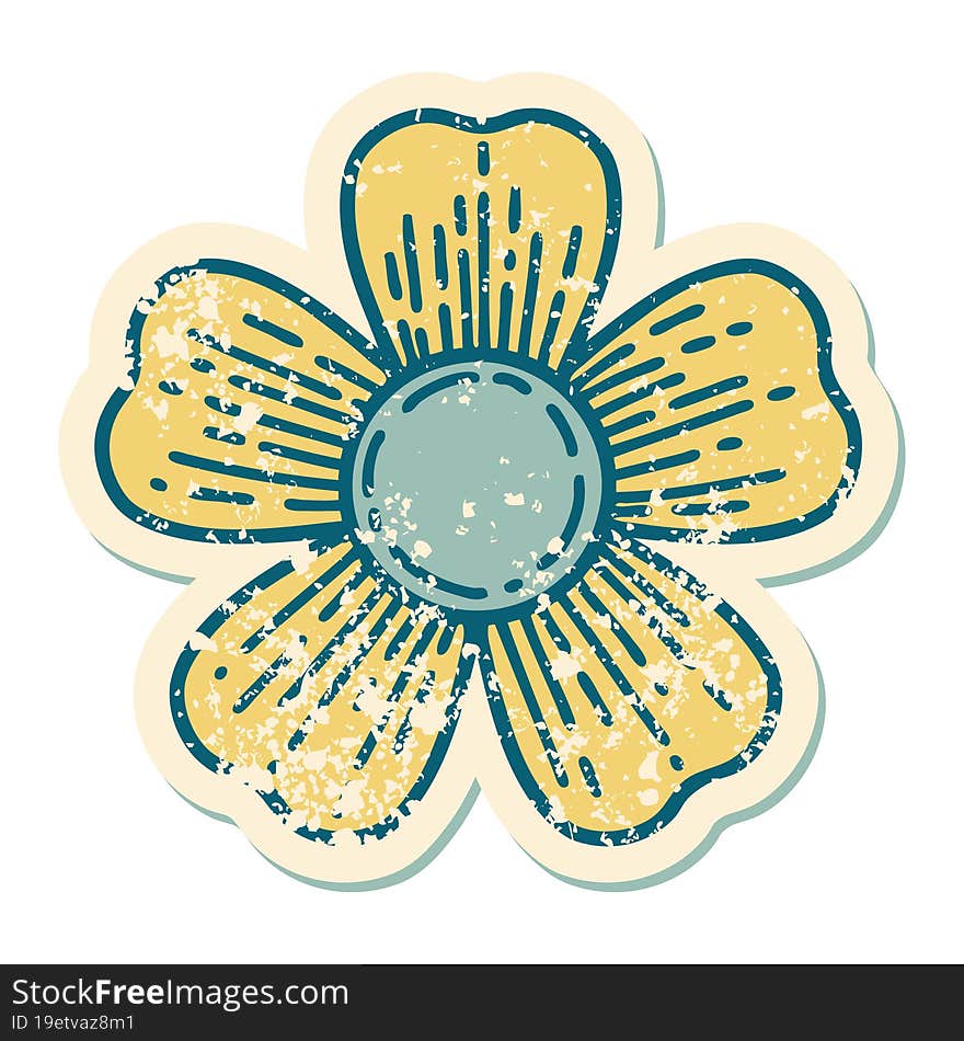 distressed sticker tattoo style icon of a flower