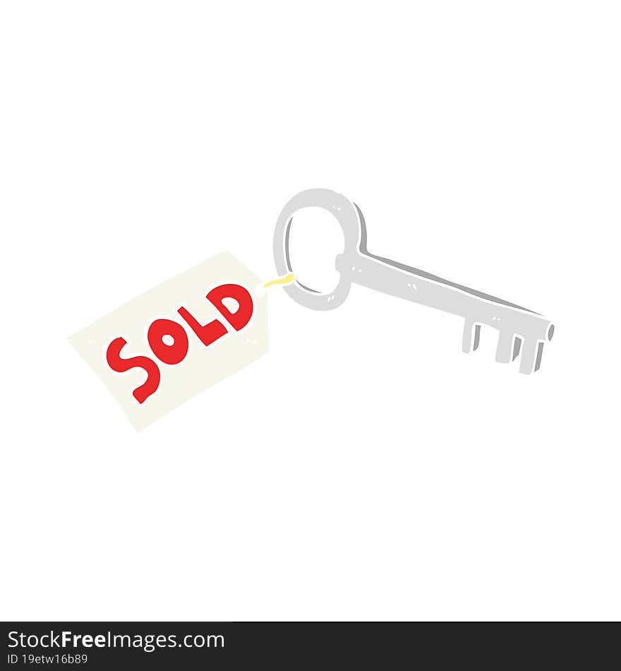 Flat Color Illustration Of A Cartoon New House Key