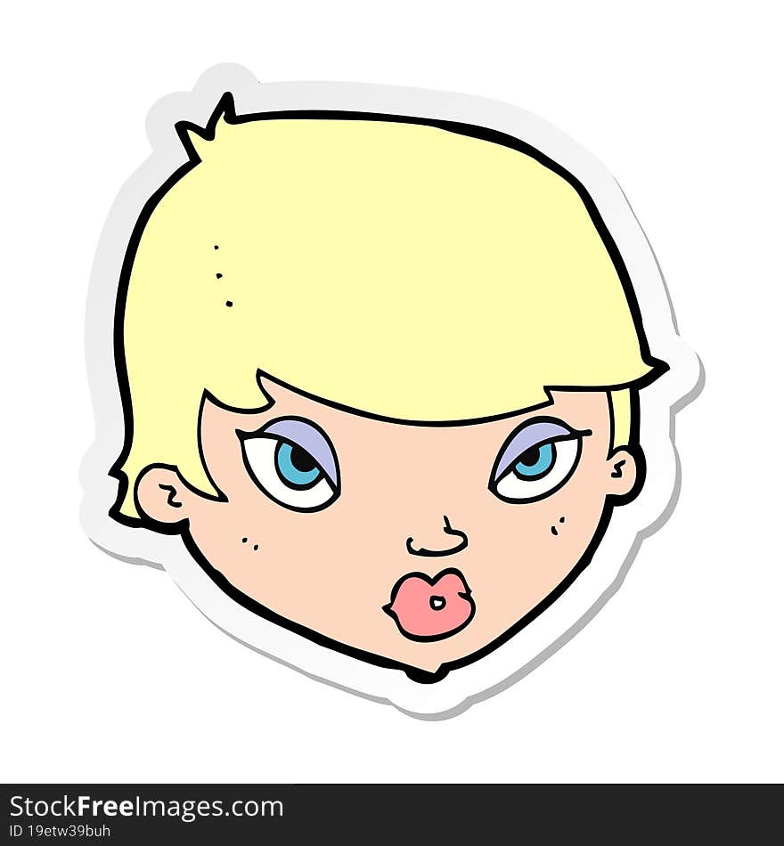 sticker of a cartoon unimpressed woman