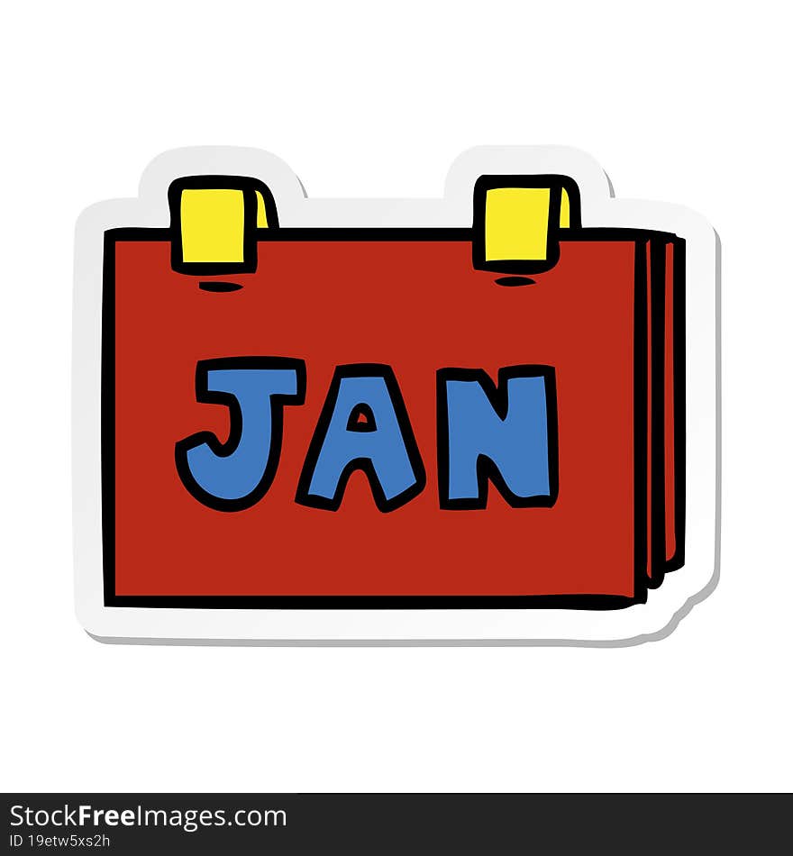 sticker cartoon doodle of a calendar with jan