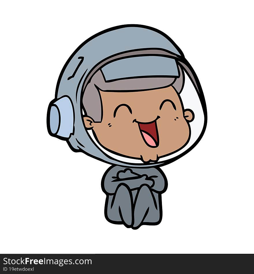 happy cartoon astronaut. happy cartoon astronaut