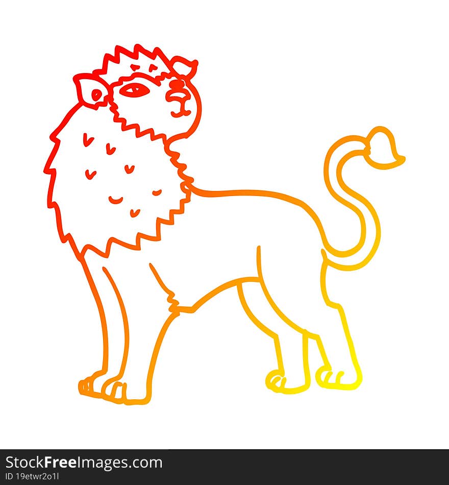 warm gradient line drawing cartoon lion