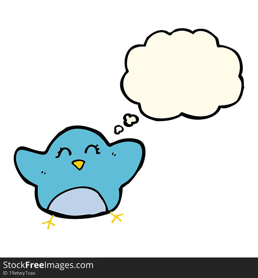 cartoon bird with thought bubble