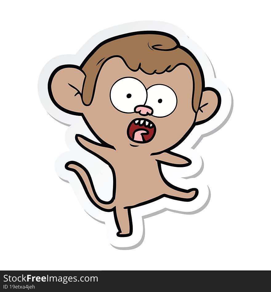 sticker of a cartoon shocked monkey