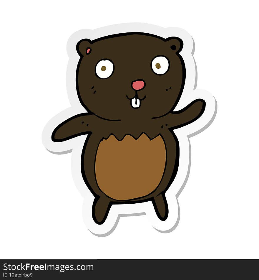 sticker of a cartoon black bear cub