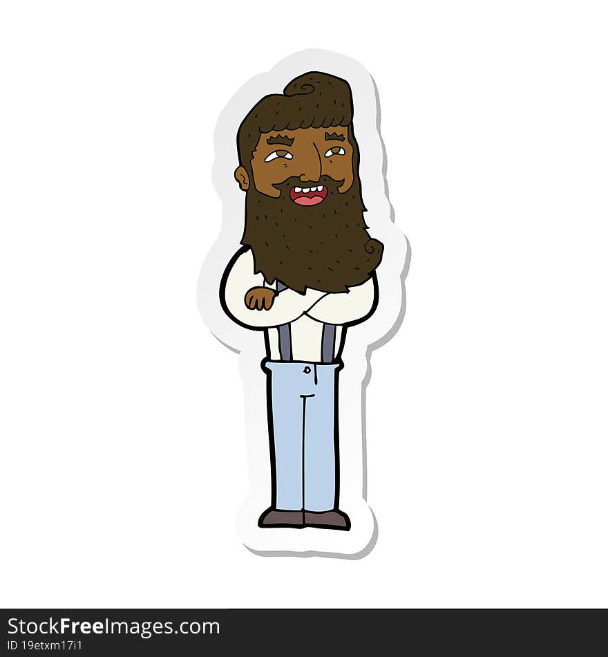 sticker of a cartoon happy man with beard