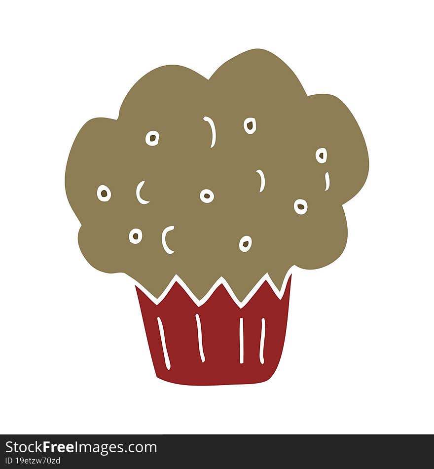 Flat Color Style Cartoon Muffin