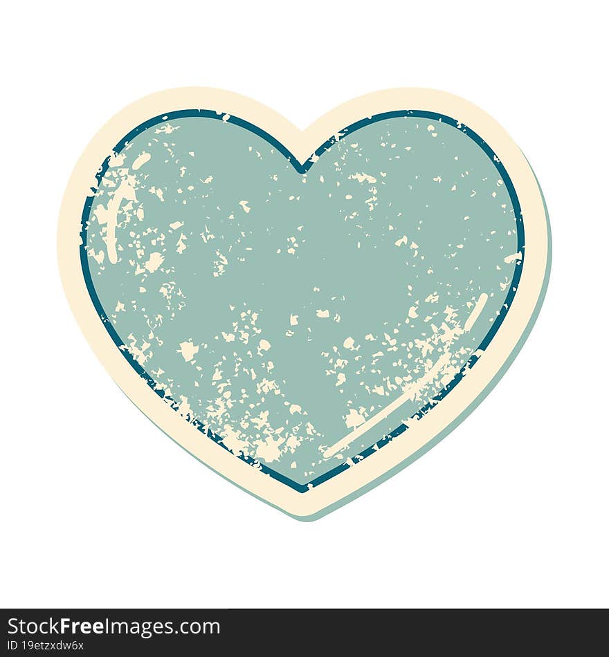 Distressed Sticker Tattoo Style Icon Of A Heart