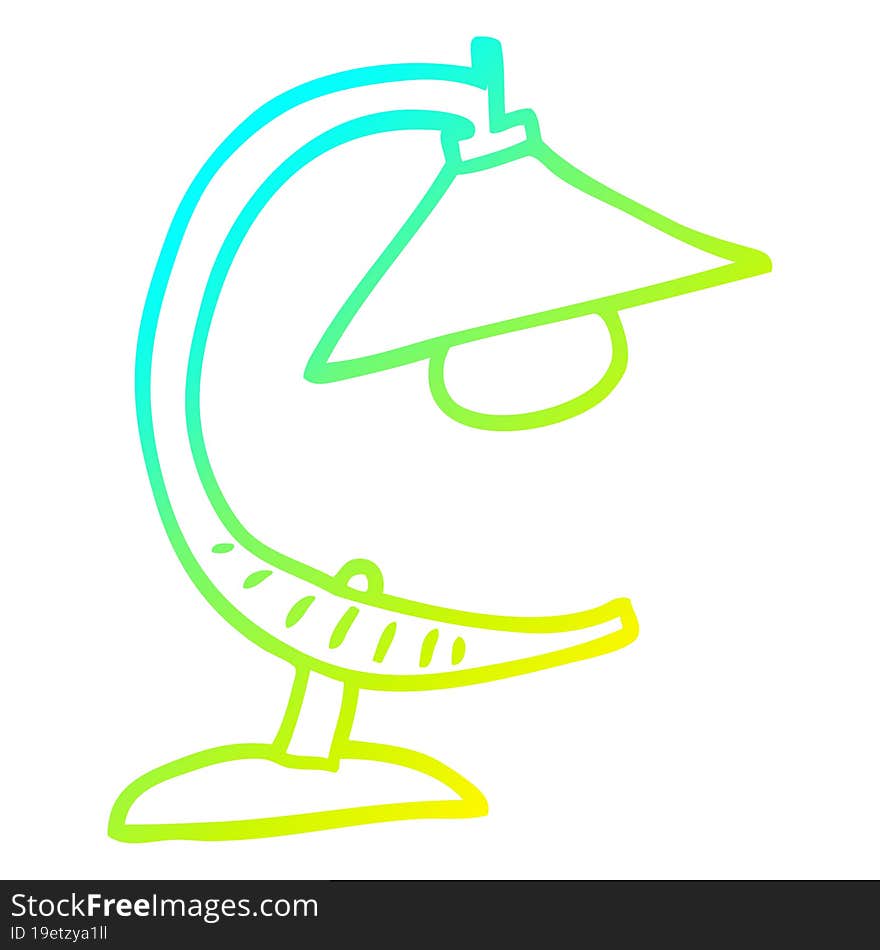 cold gradient line drawing of a cartoon desk lamp