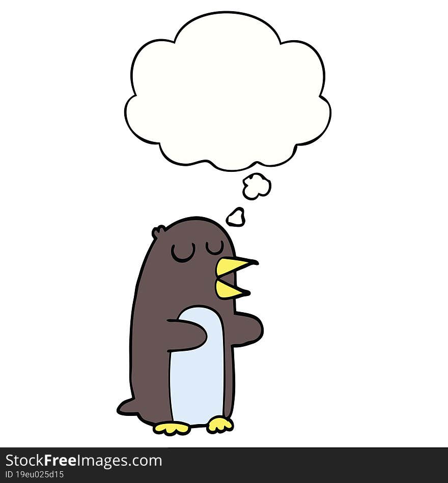 cartoon penguin with thought bubble. cartoon penguin with thought bubble