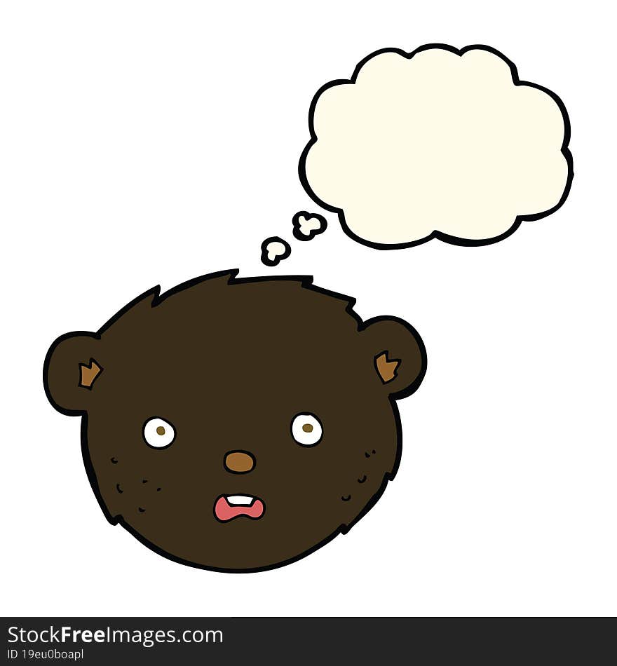 cartoon black bear face with thought bubble