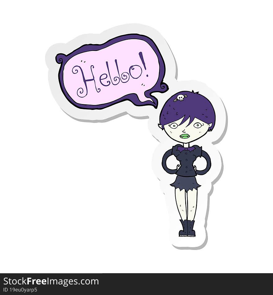 Sticker Of A Cartoon Vampire Saying Hello