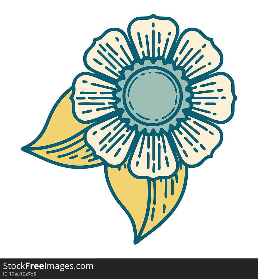 iconic tattoo style image of a flower. iconic tattoo style image of a flower