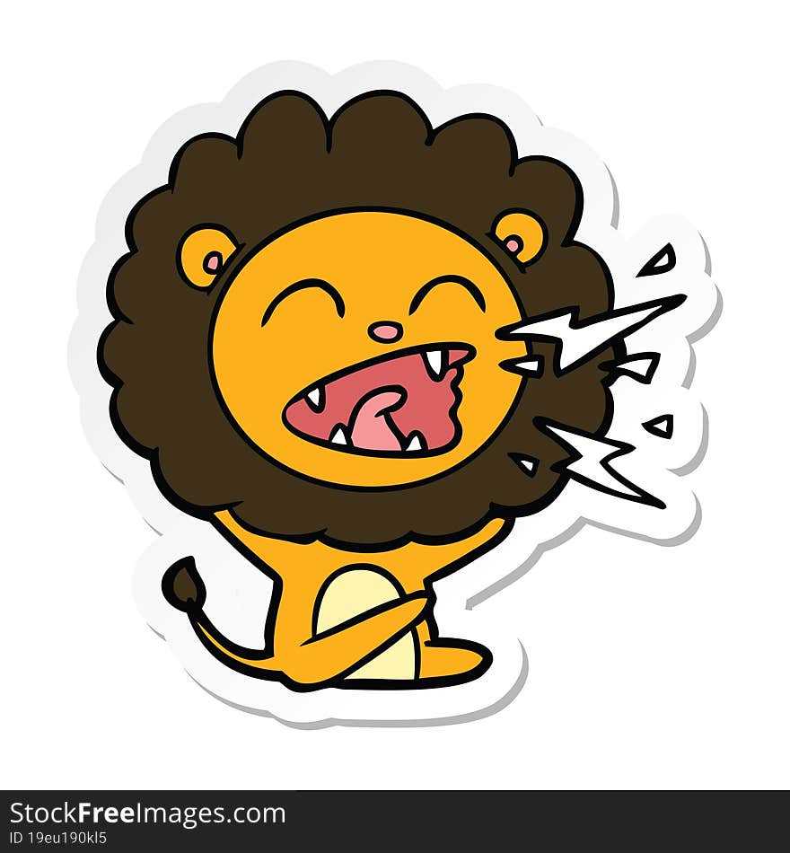 Sticker Of A Cartoon Roaring Lion