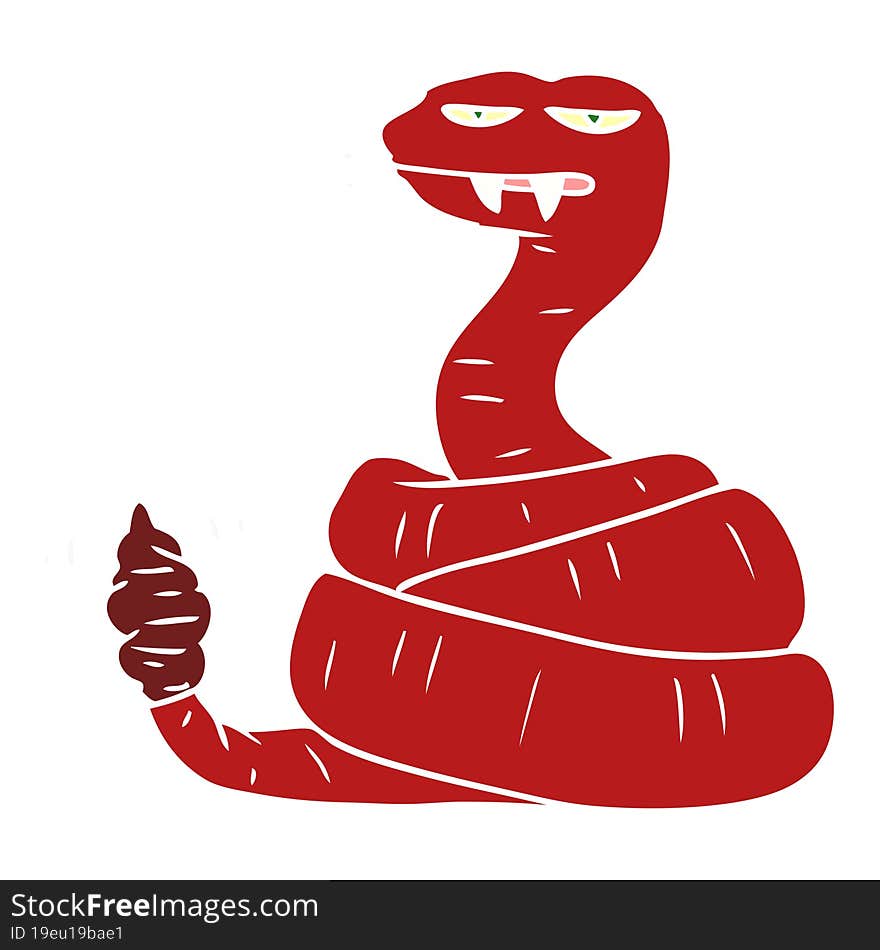 flat color style cartoon angry rattlesnake