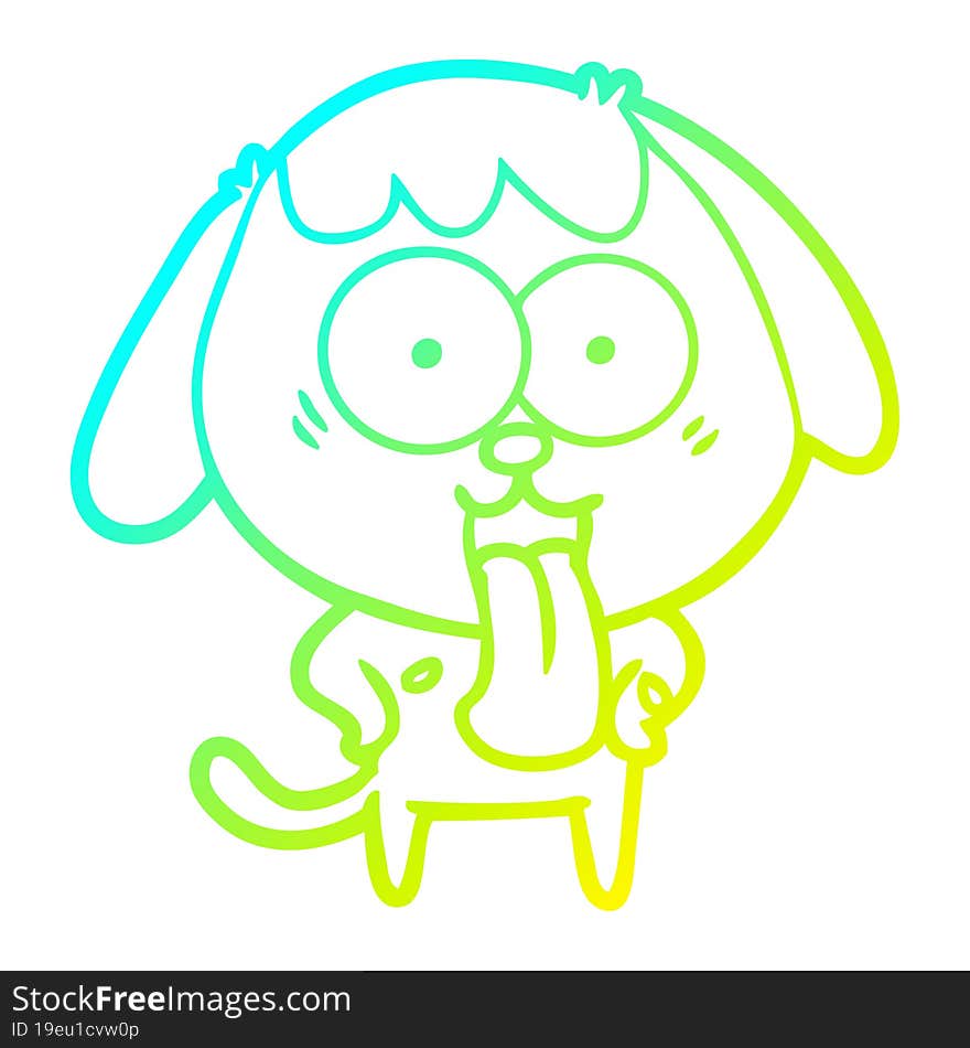 Cold Gradient Line Drawing Cute Cartoon Dog