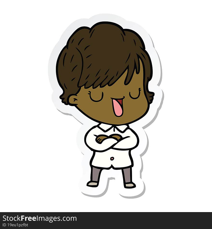 sticker of a cartoon woman talking