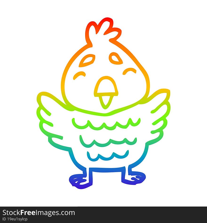 Rainbow Gradient Line Drawing Cartoon Blue Bird