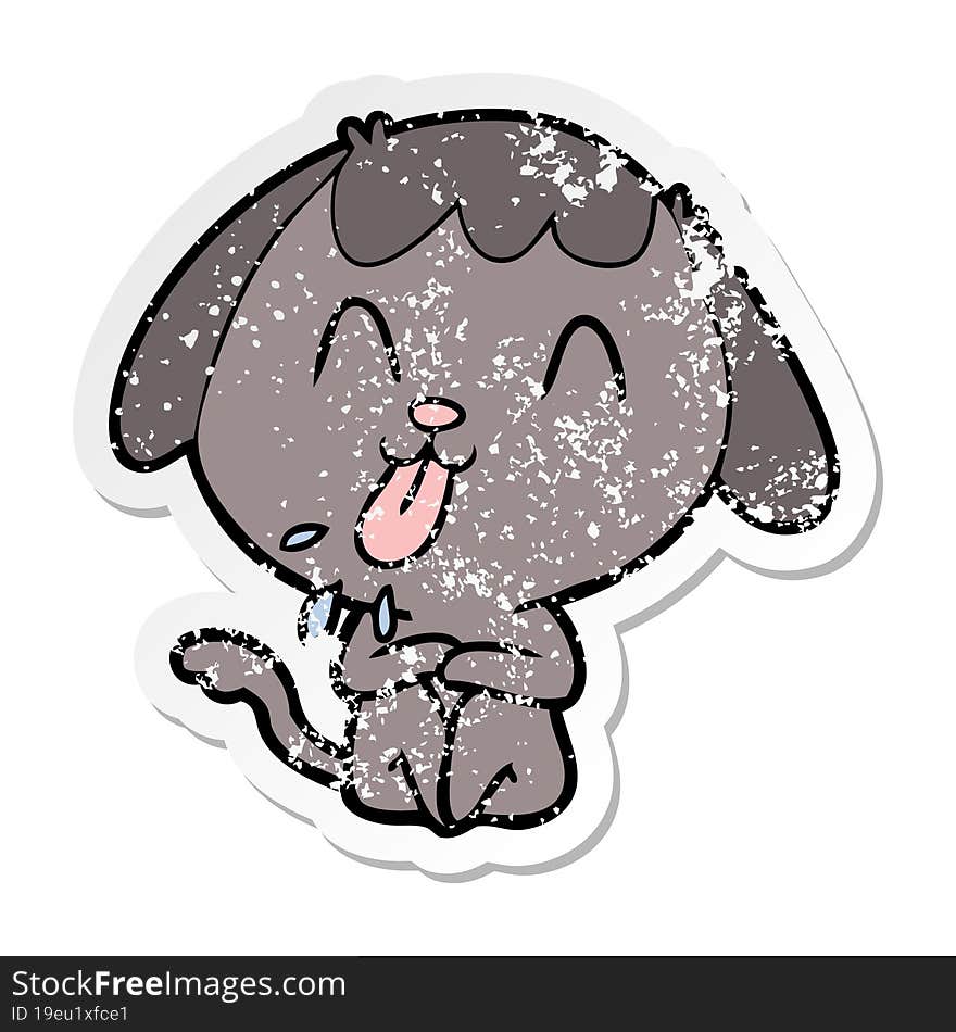 Distressed Sticker Of A Cute Cartoon Dog