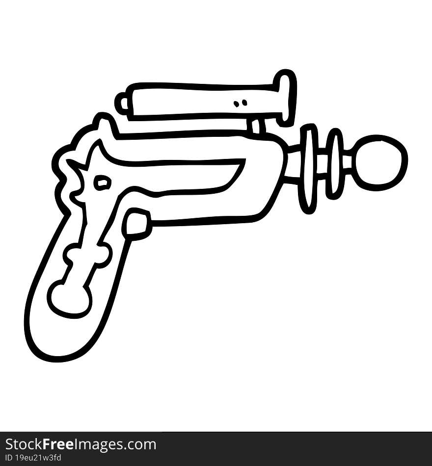 black and white cartoon ray gun