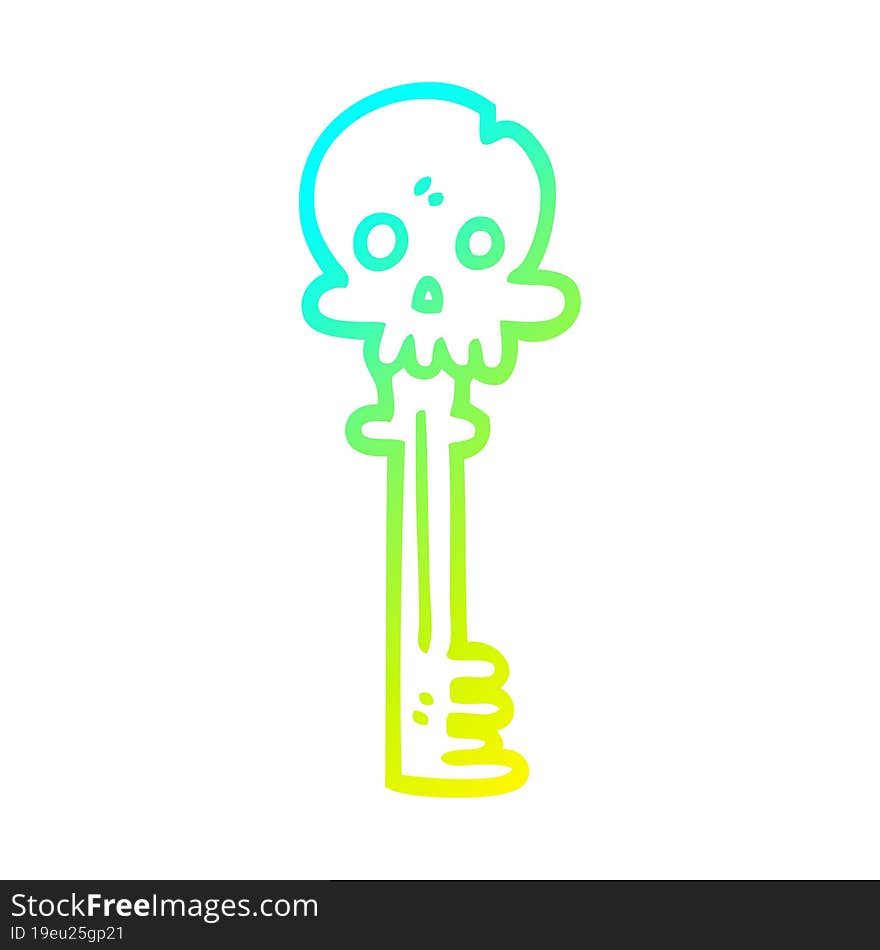 cold gradient line drawing cartoon spooky skull key