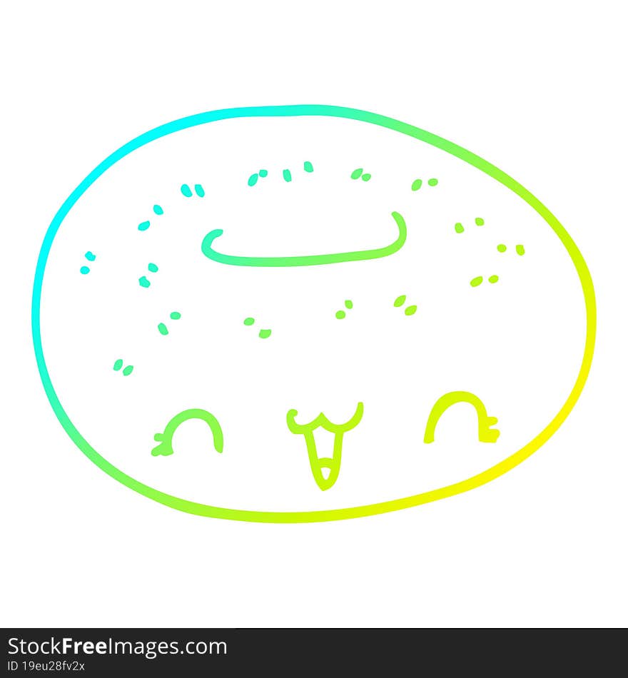 cold gradient line drawing cute cartoon donut