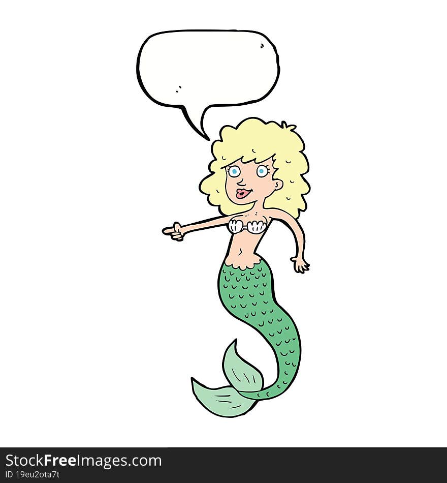 cartoon mermaid with speech bubble