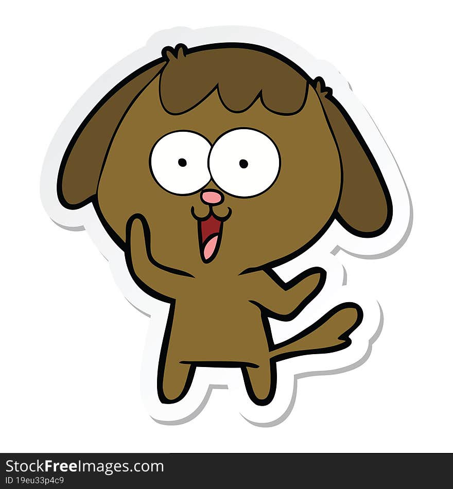 Sticker Of A Cute Cartoon Dog