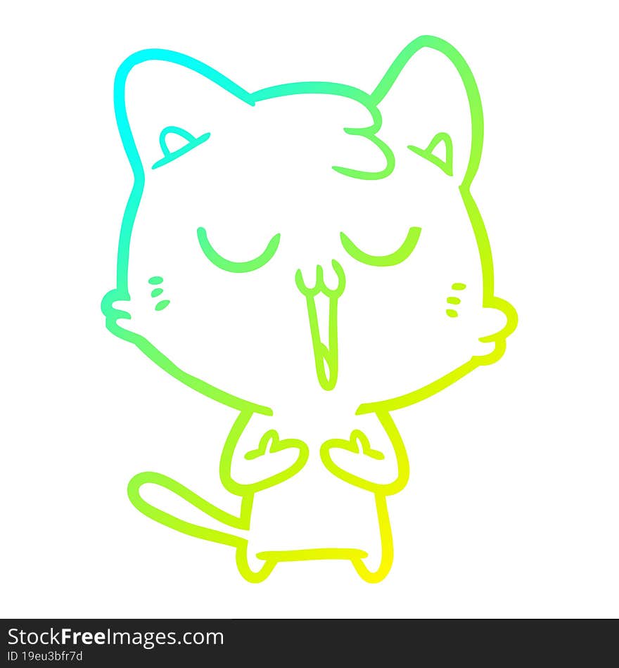 cold gradient line drawing cartoon cat singing