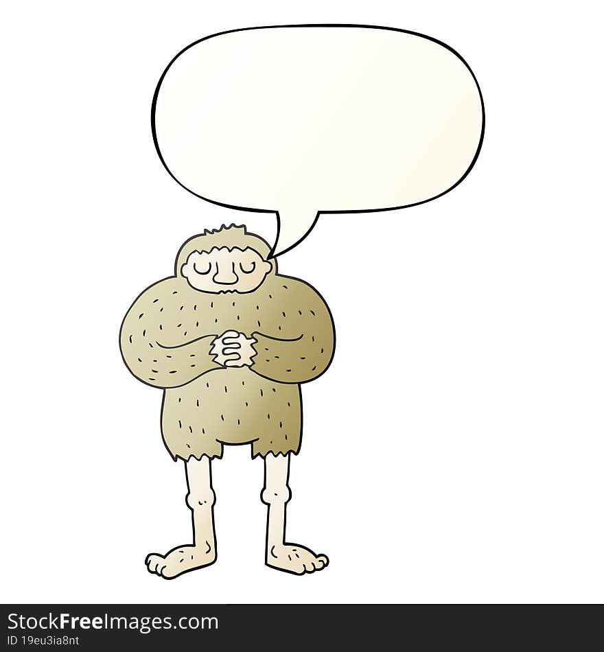 cartoon bigfoot and speech bubble in smooth gradient style