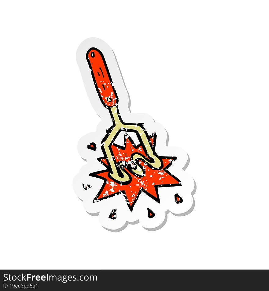 retro distressed sticker of a cartoon potato masher