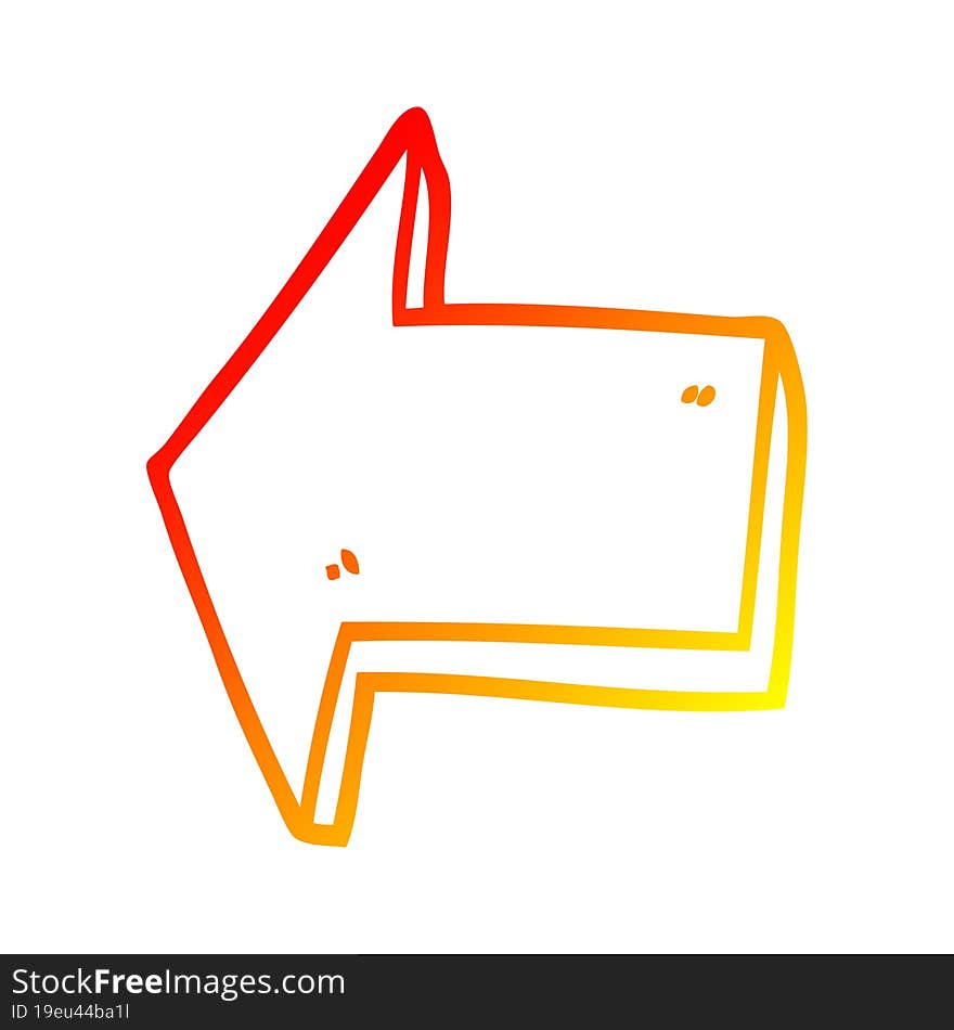 warm gradient line drawing cartoon pointing arrow