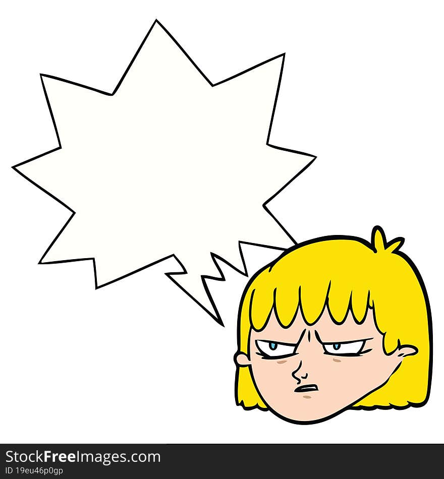 cartoon angry woman and speech bubble