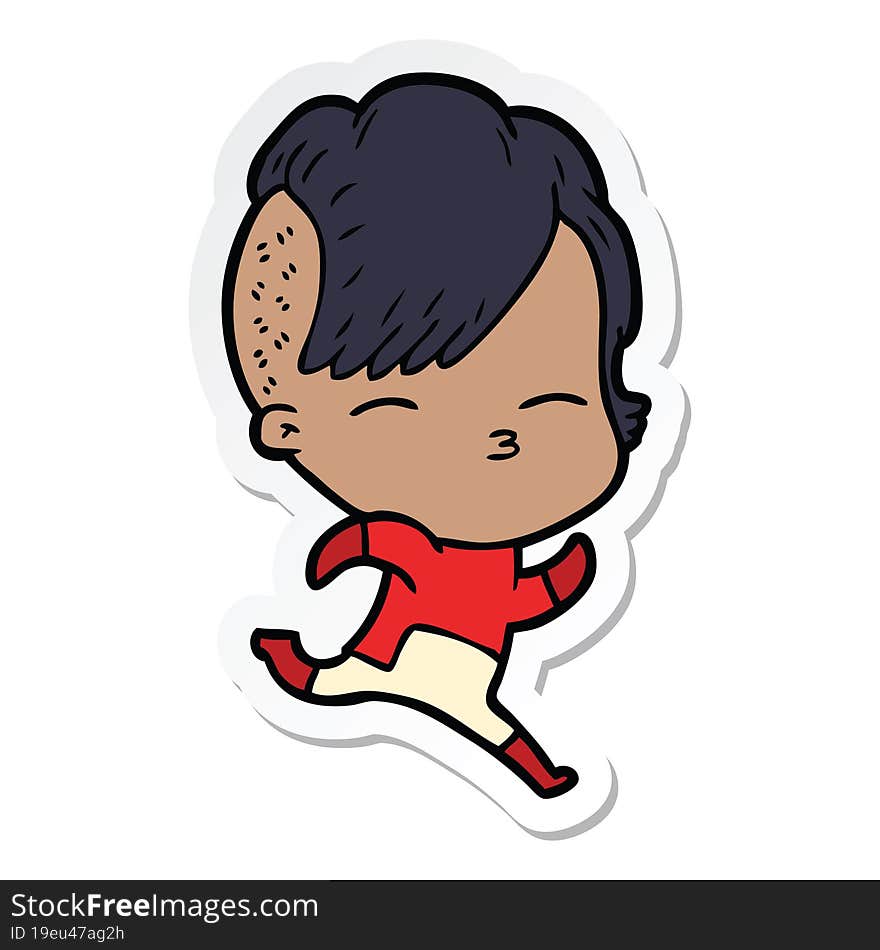 sticker of a cartoon girl wearing futuristic clothes