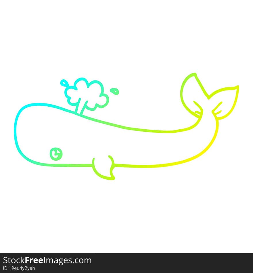 cold gradient line drawing cartoon whale