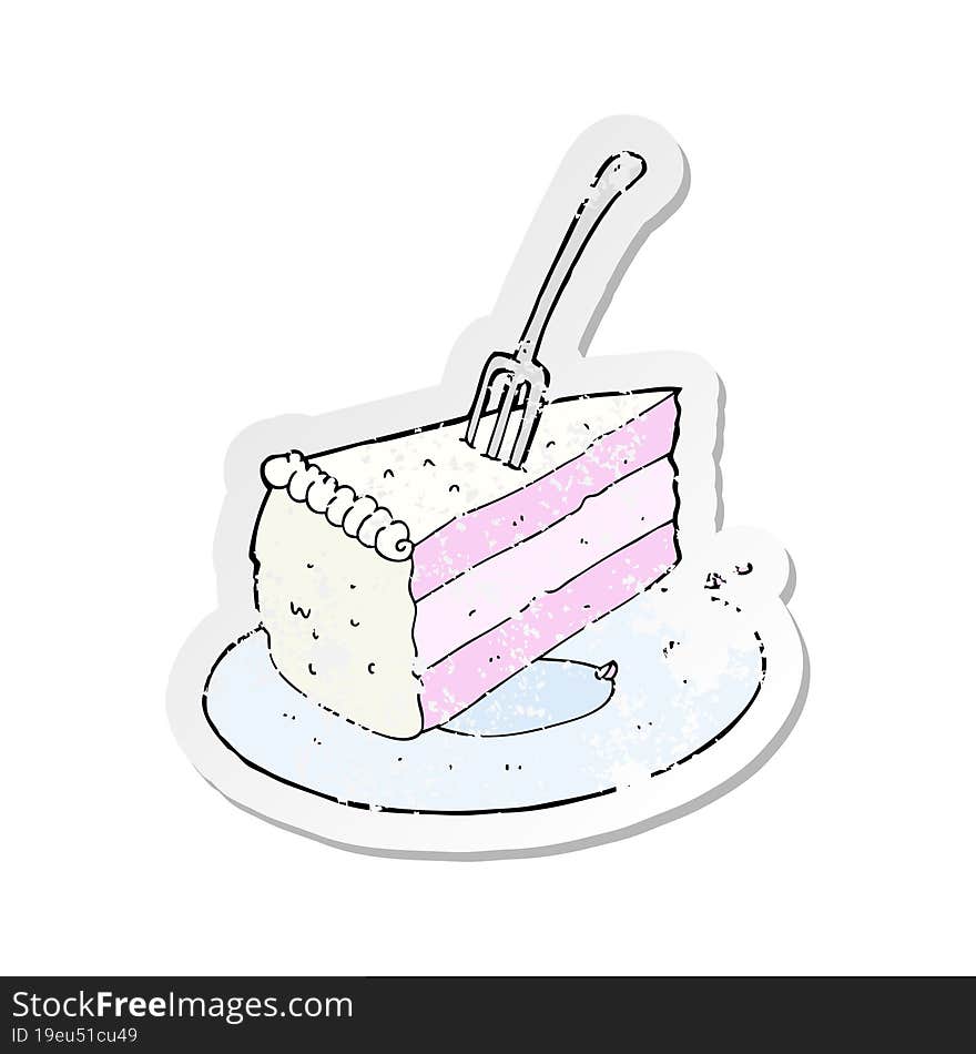 retro distressed sticker of a cartoon cake