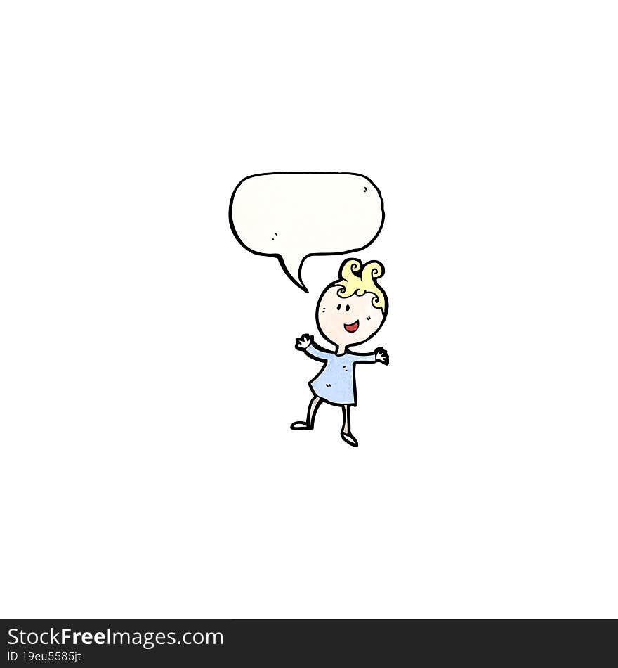 Cartoon Girl With Speech Bubble