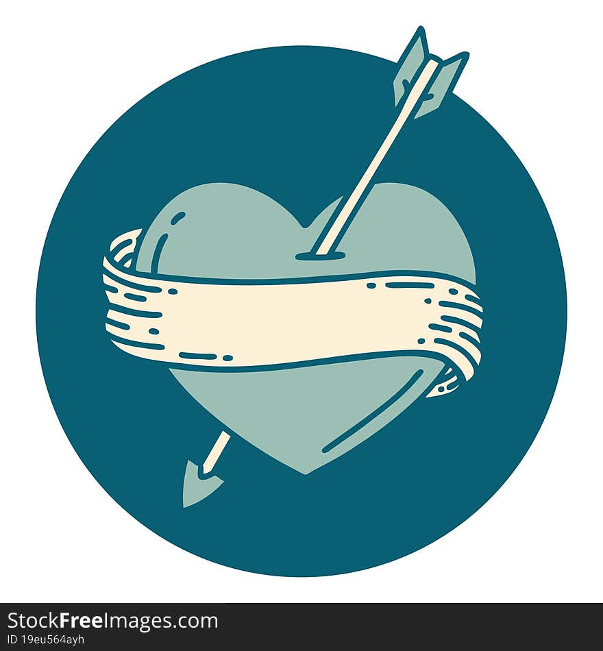 Tattoo Style Icon Of An Arrow Heart And Banner