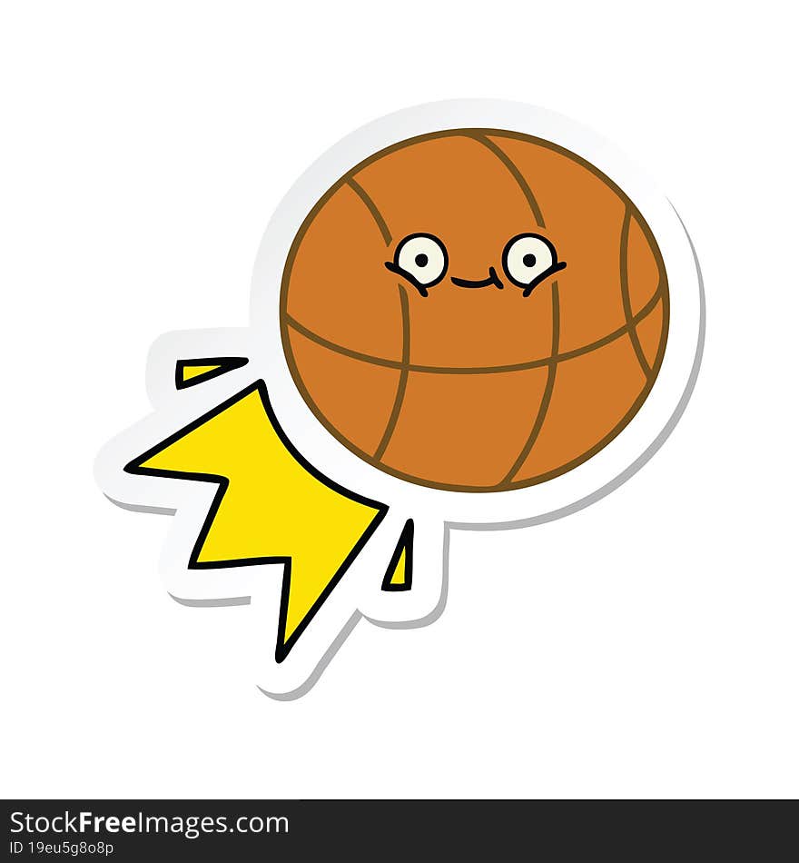 sticker of a cute cartoon basketball